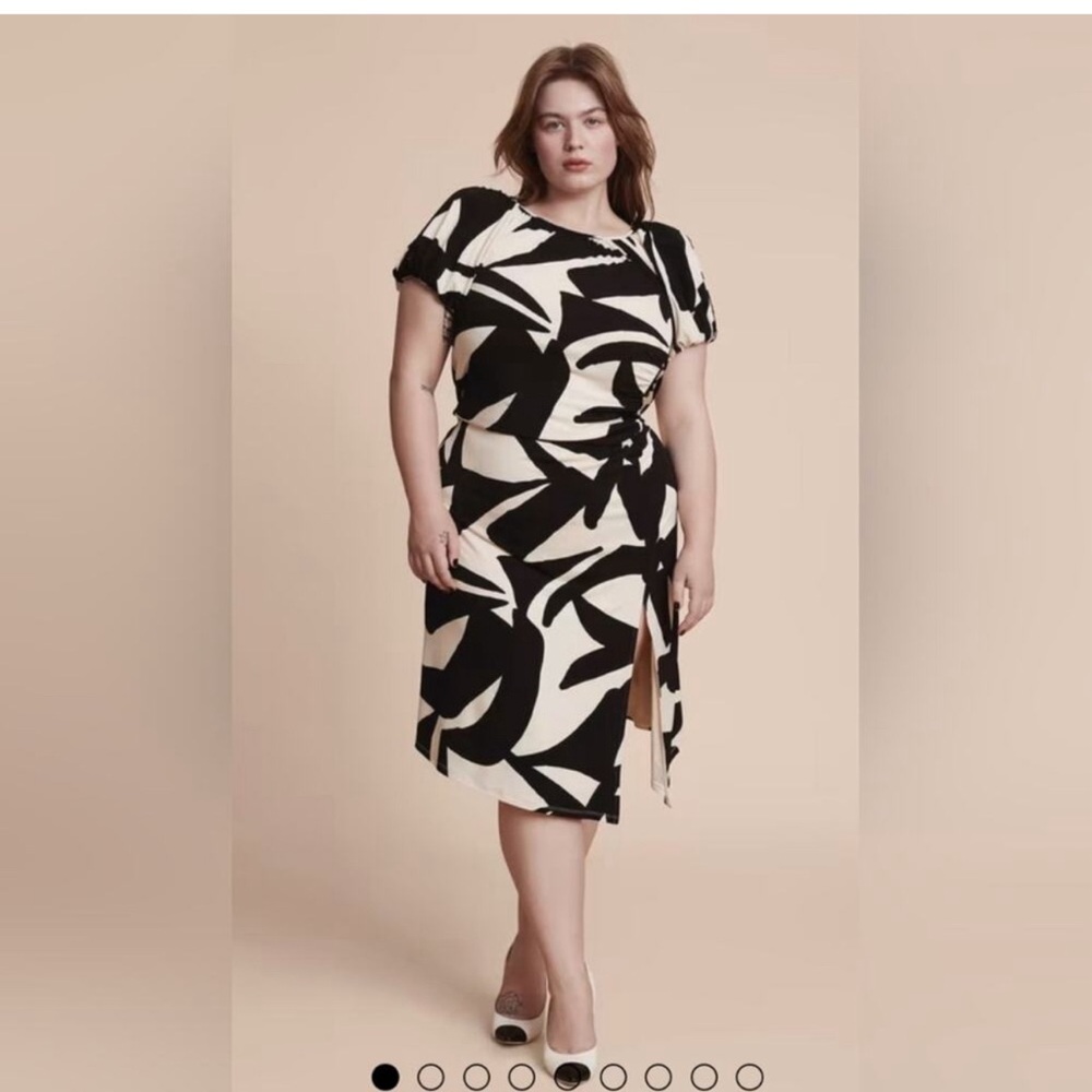 11 Honoré Black/Cream Midi Dress Size 3 (22)